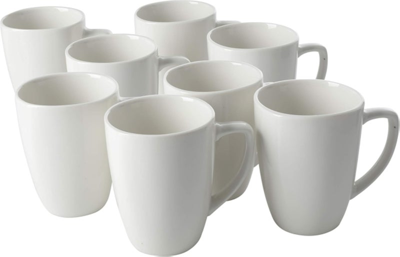Gibson Home Zen Buffet Dinnerware Set, 8-Piece Mug Set (12oz), White